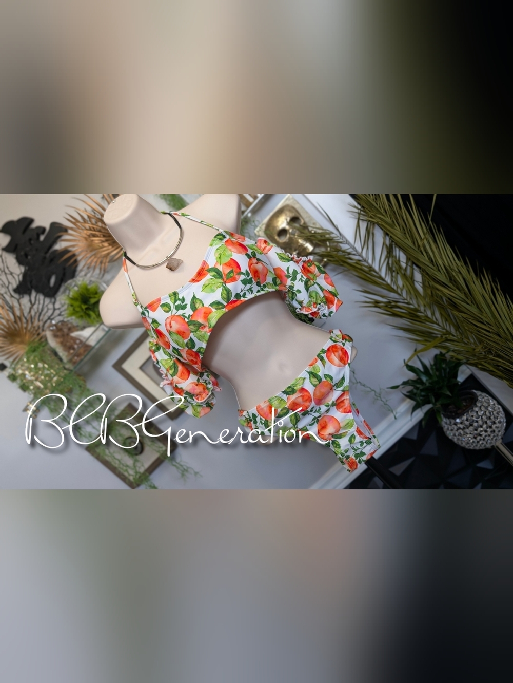 BCBGeneration Peaches Bathing Suit 2pc LG NWT